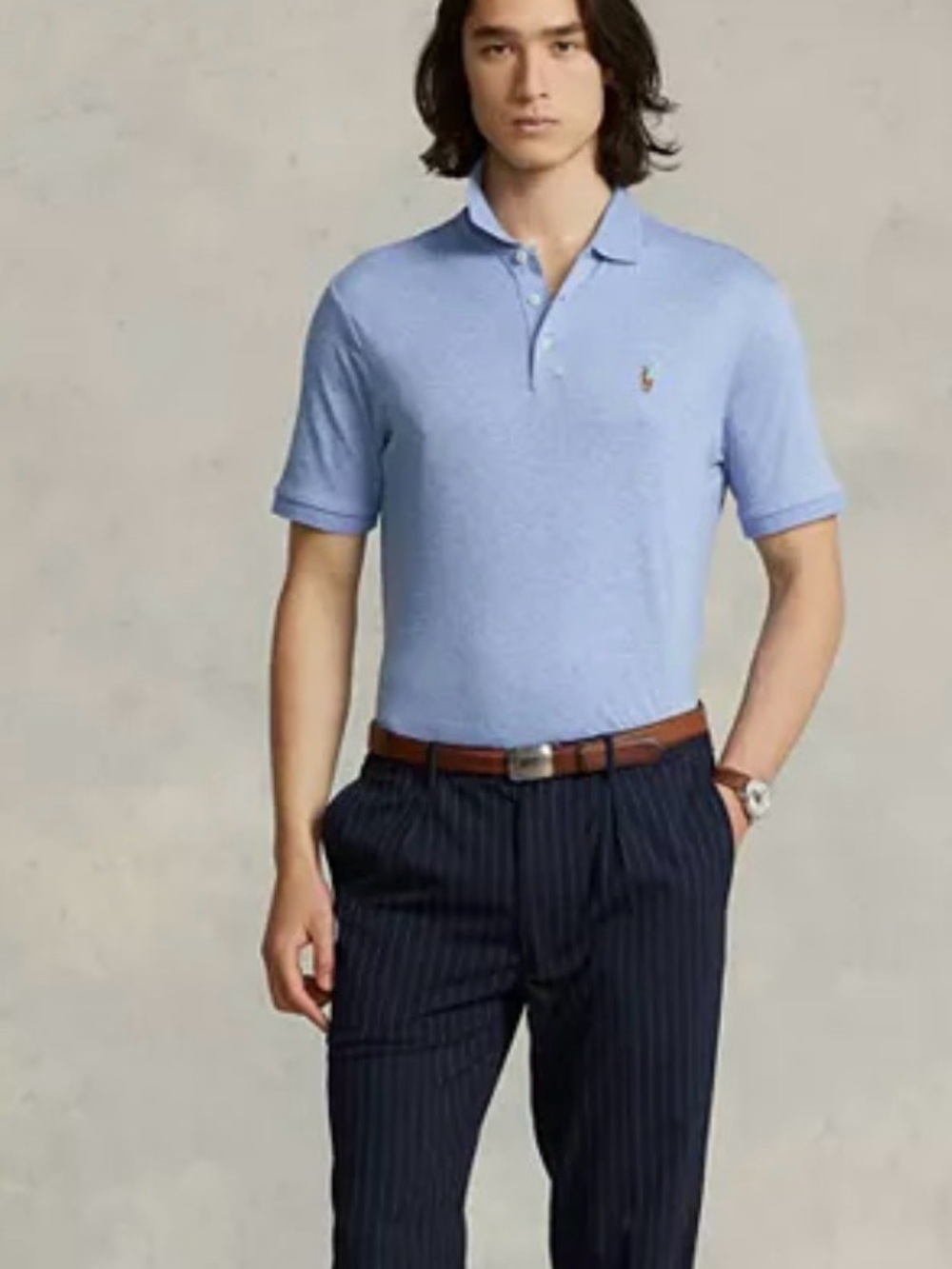 Polo Ralph Lauren Custom Slim Fit 100% Cotton Polo Shirt Men's Blue, Large